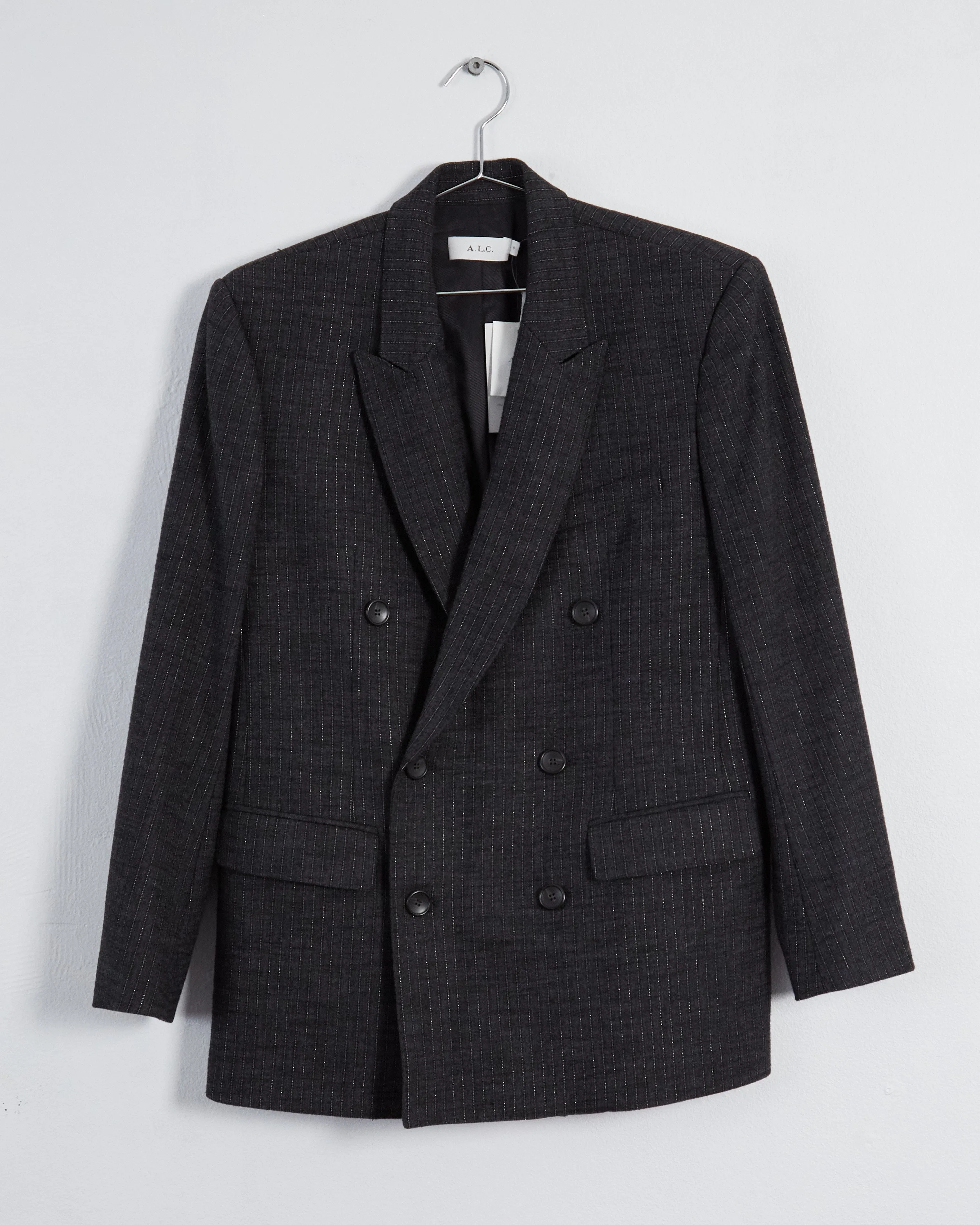 A.L.C. 'chadwick' pinstripe double breasted blazer, grey, 10