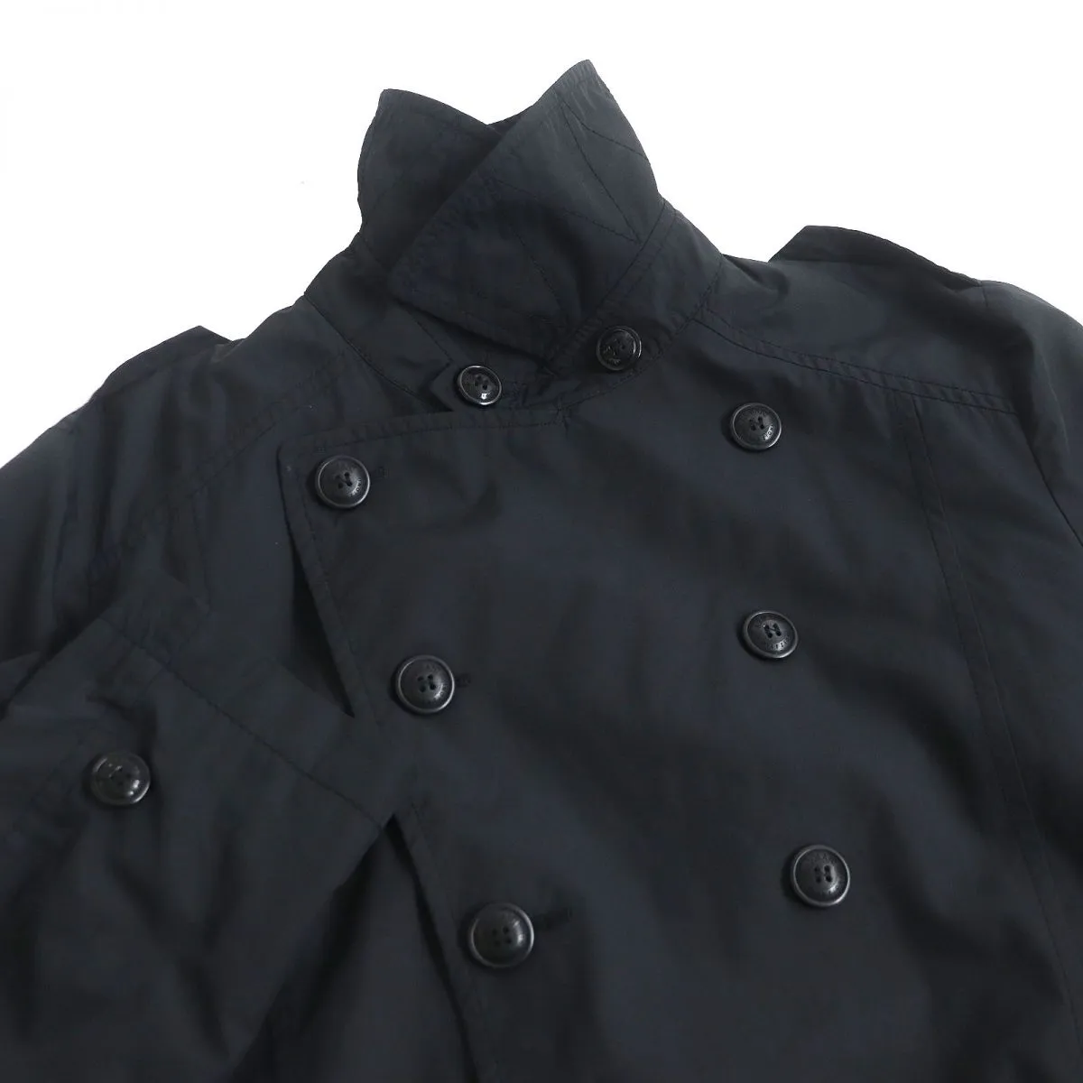 Armani Collezioni Logo Button Trench Coat Black