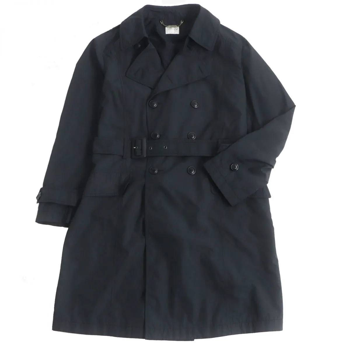 Armani Collezioni Logo Button Trench Coat Black