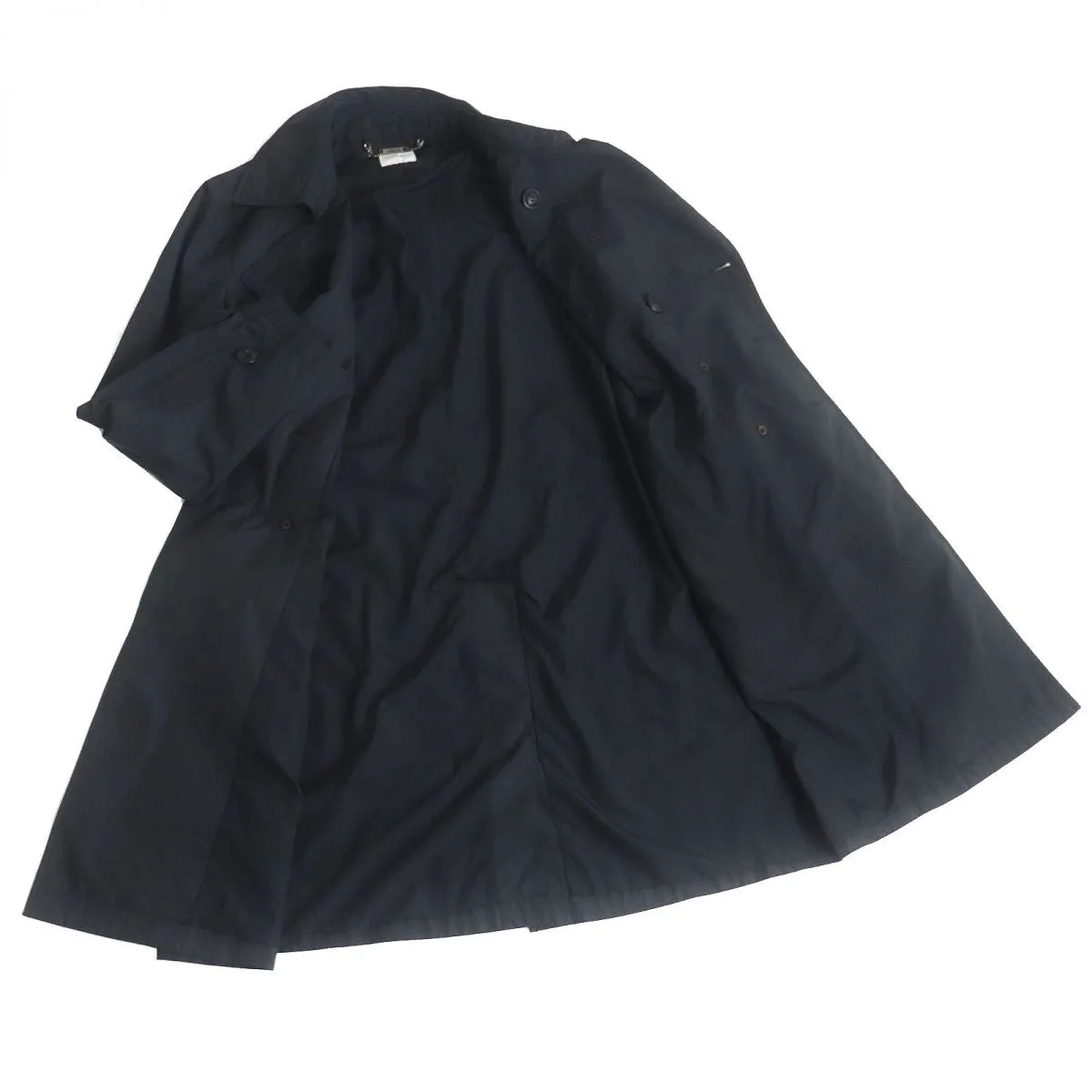 Armani Collezioni Logo Button Trench Coat Black