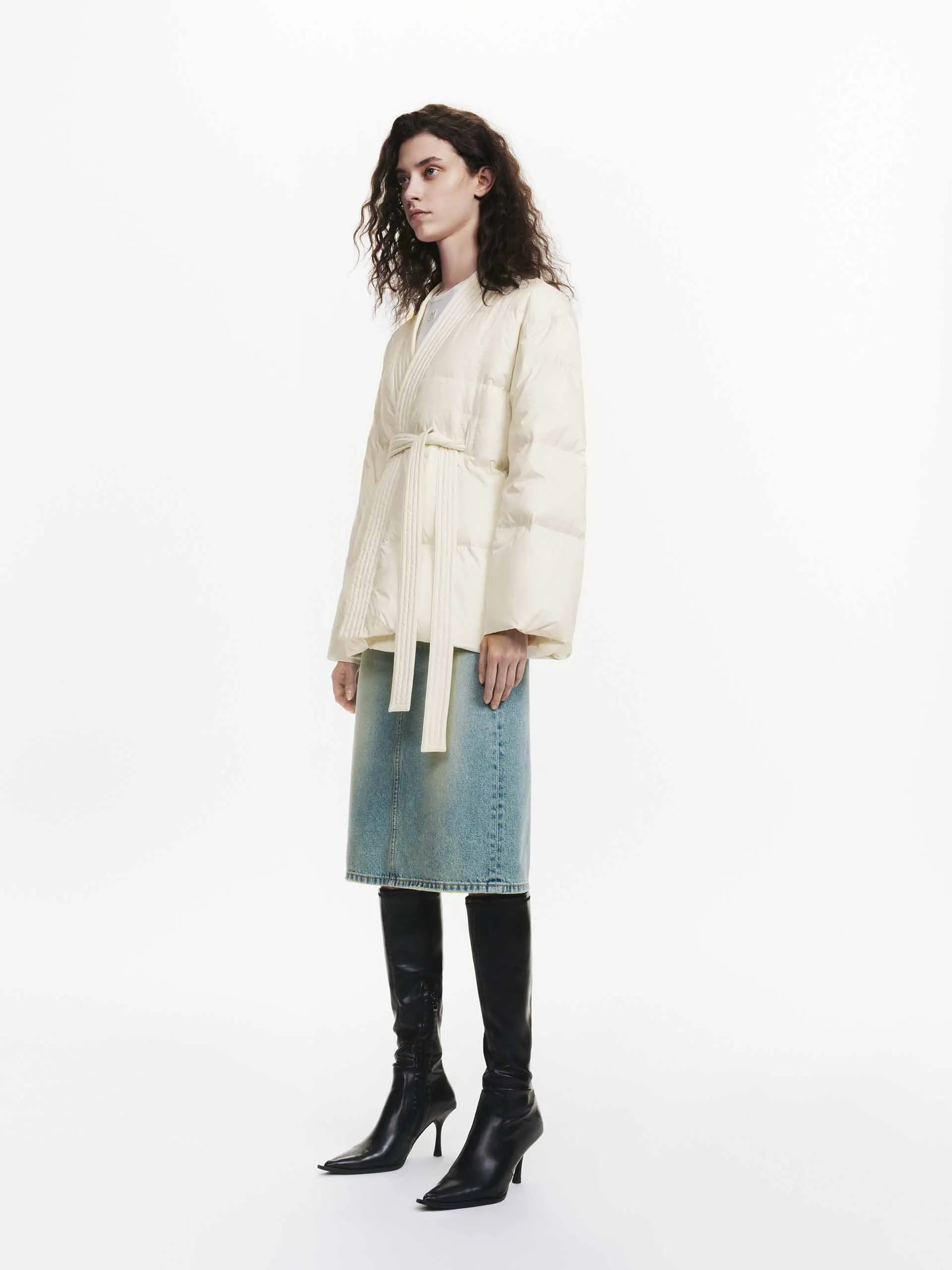 Belted Quilted Down jacket