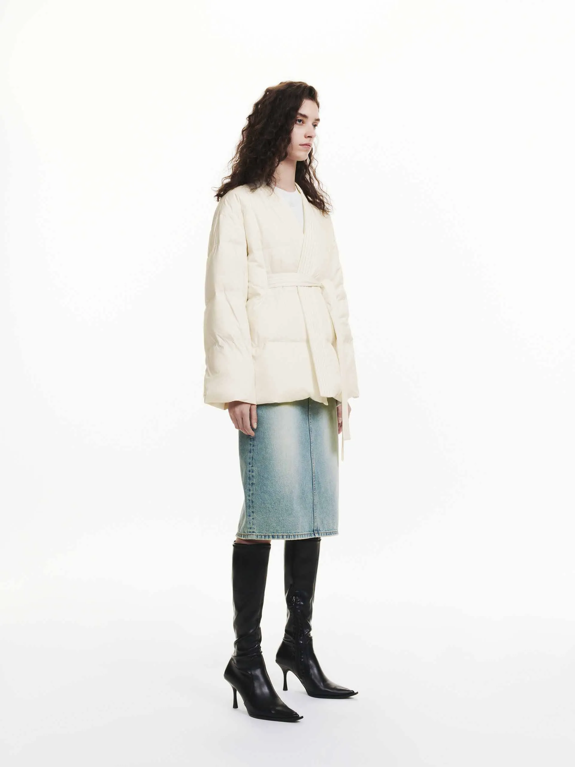Belted Quilted Down jacket