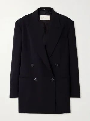 Black double-breasted crepe blazer
