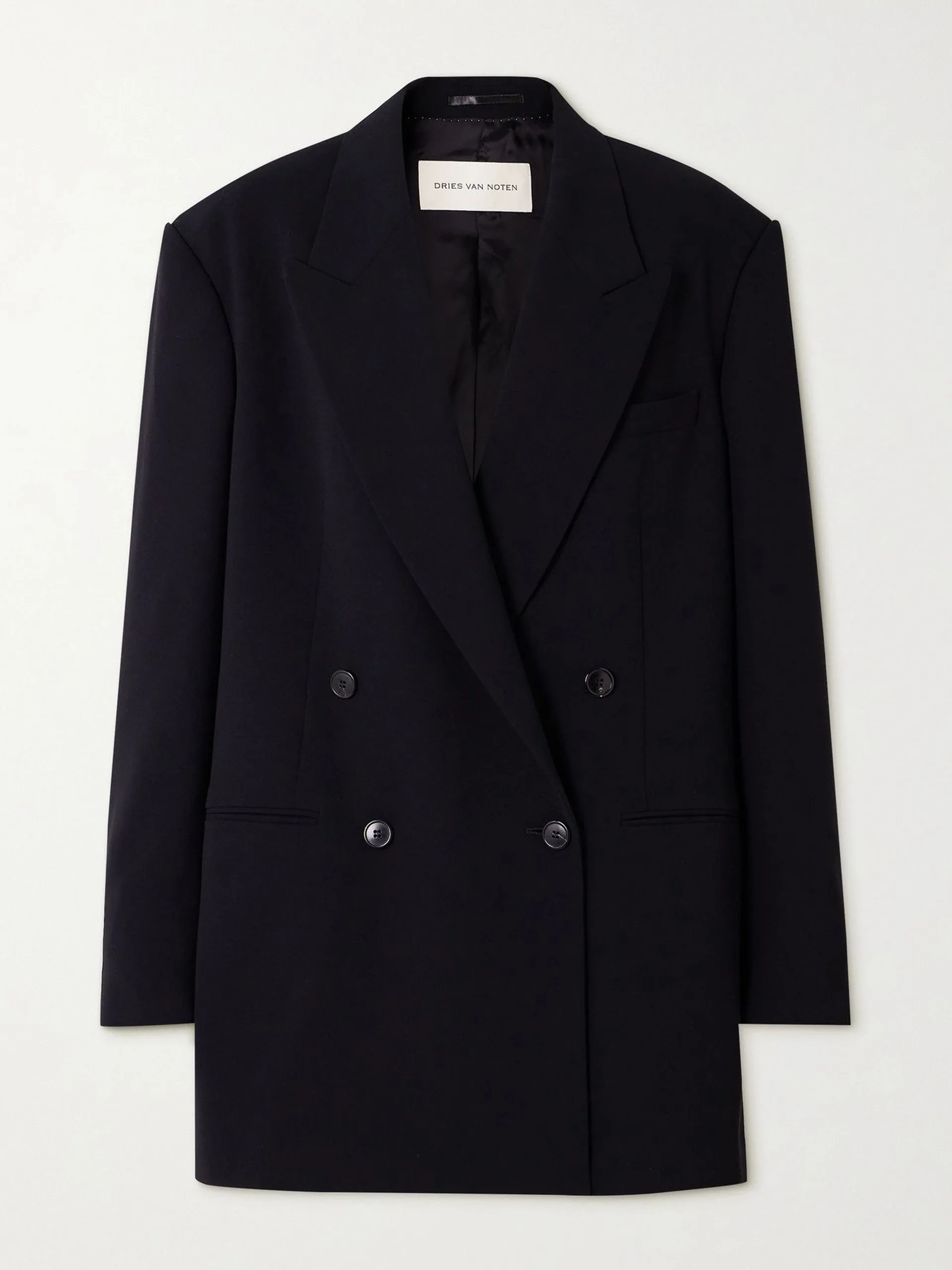 Black double-breasted crepe blazer