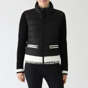 Black Puffer Jacket With Knitted Sleeves