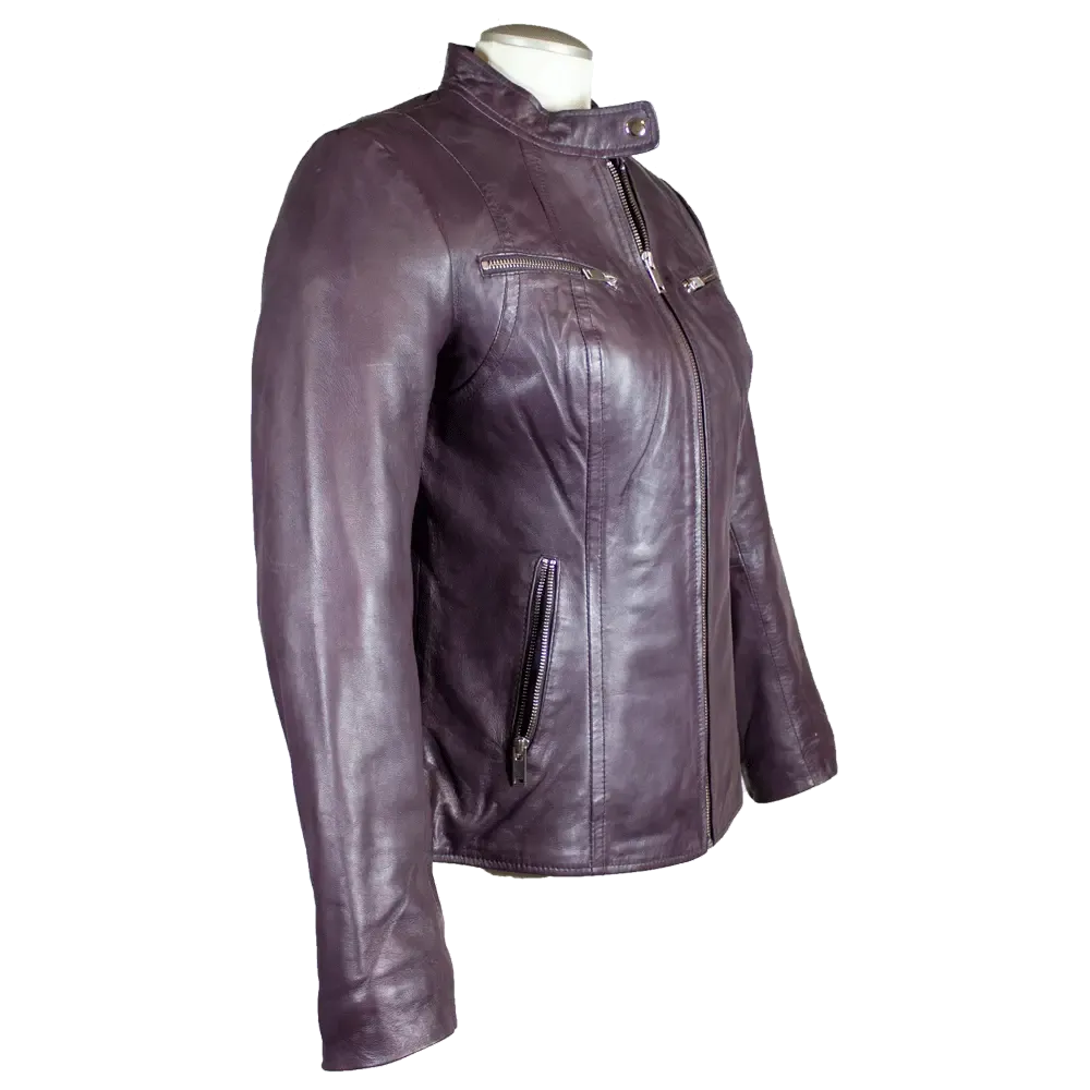 BOL Women's Zip Pocket Leather Jacket