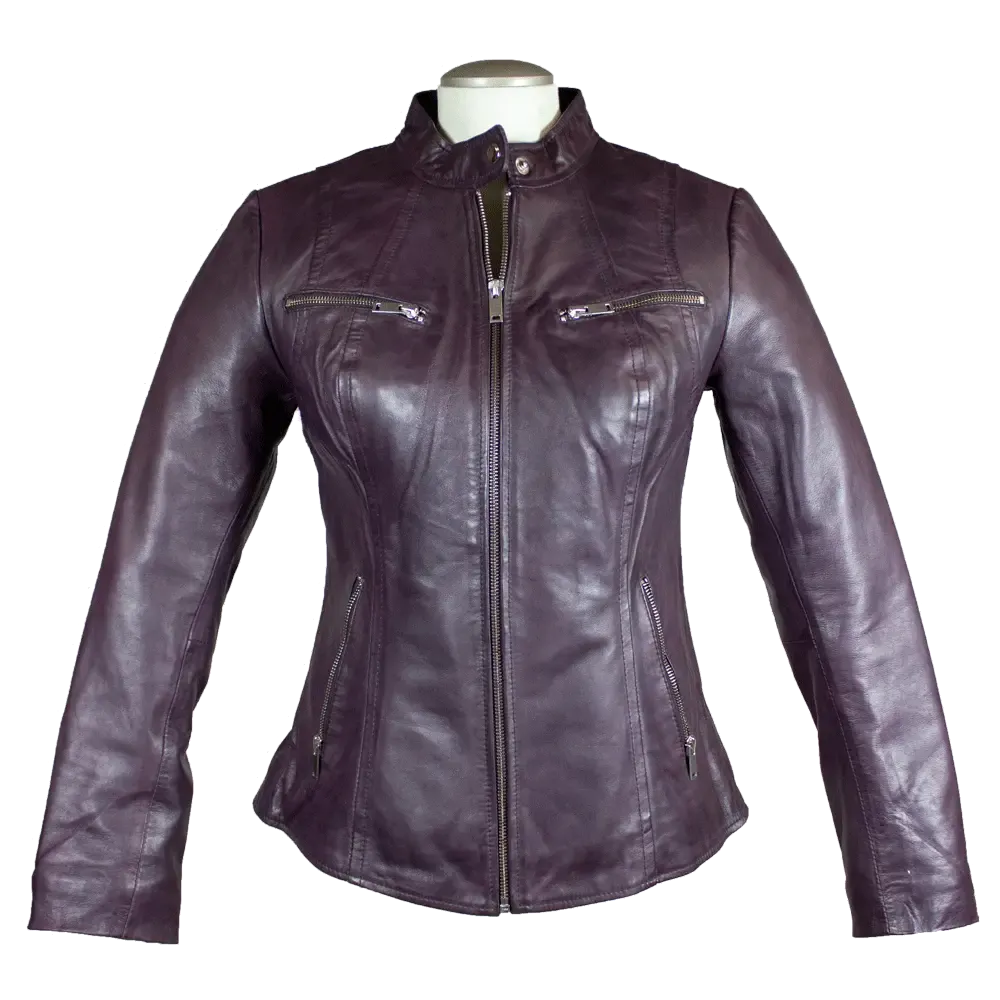 BOL Women's Zip Pocket Leather Jacket