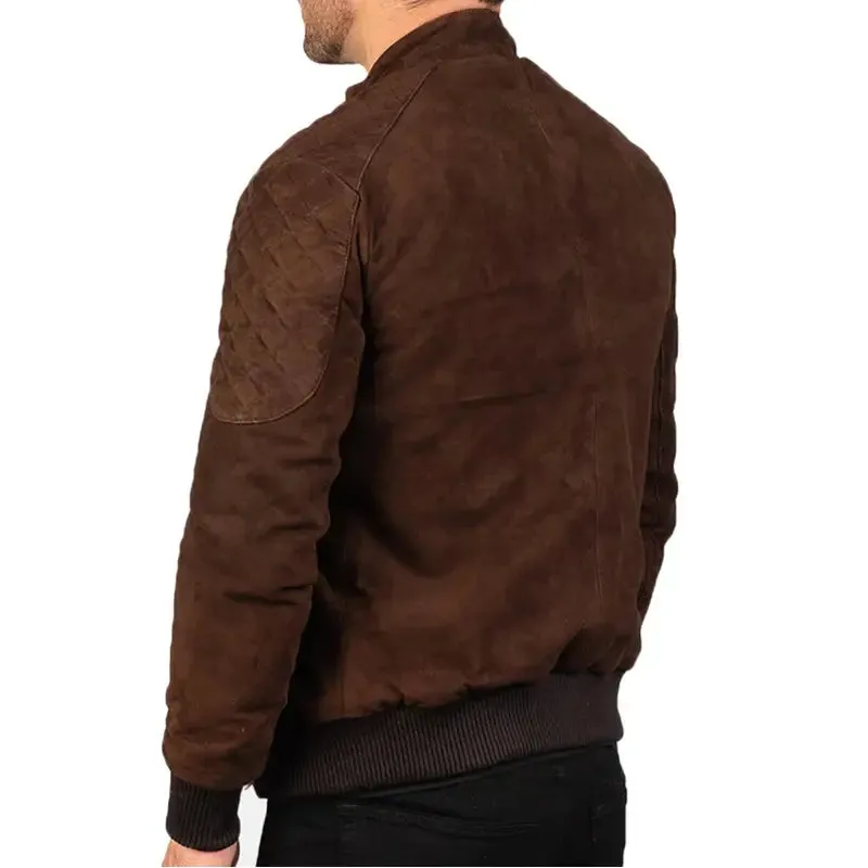 Brown Cafe Racer Suede Leather Jacket