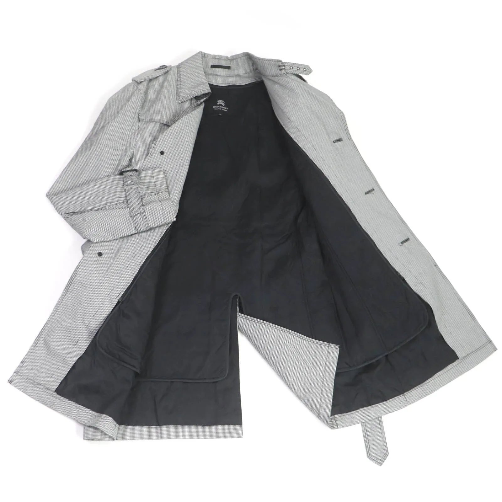 Burberry Houndstooth Trench Coat Gray XL