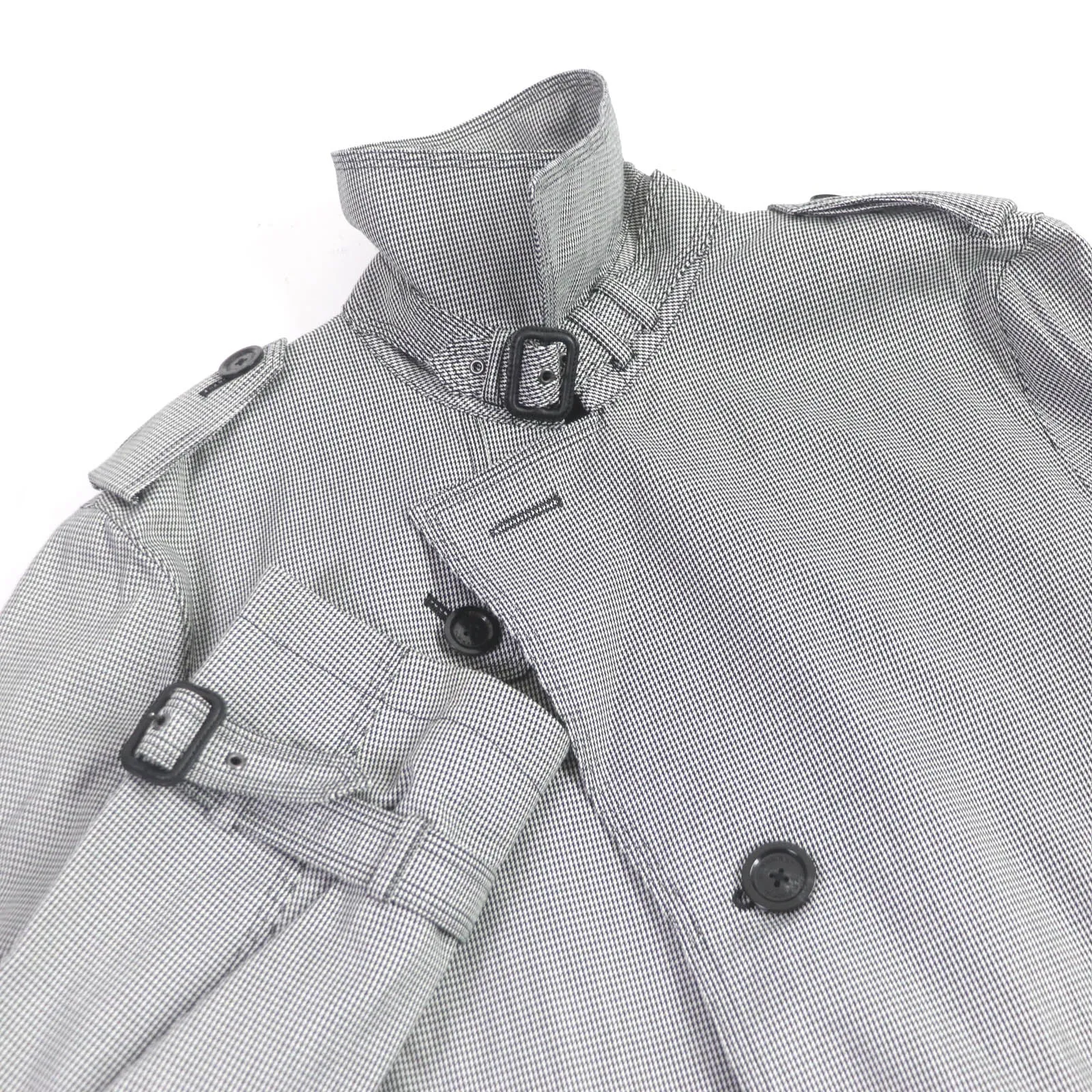 Burberry Houndstooth Trench Coat Gray XL