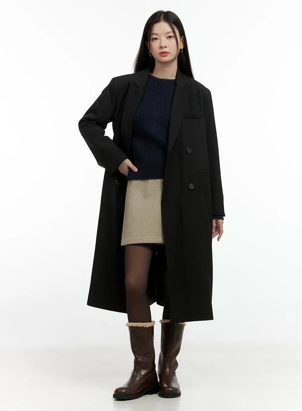 Chic Double-Breasted Coat ON408