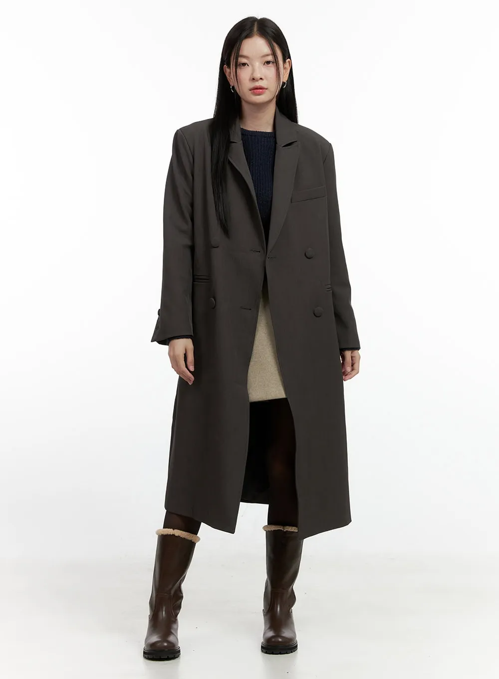 Chic Double-Breasted Coat ON408