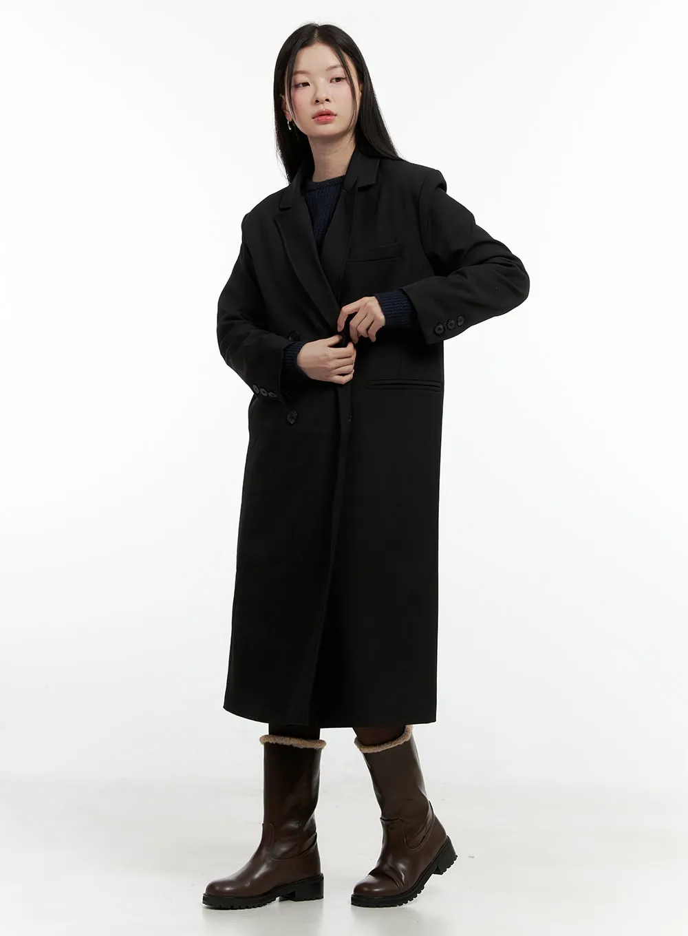 Chic Double-Breasted Coat ON408