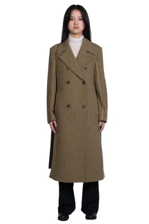 Chloe Herringbone Back Pleats Coat