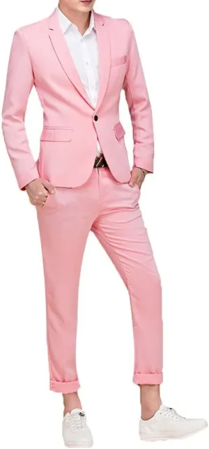 Cloudstyle Men's Suit Single-Breasted One Button Center Vent 2 Pieces Slim Fit Formal Suits