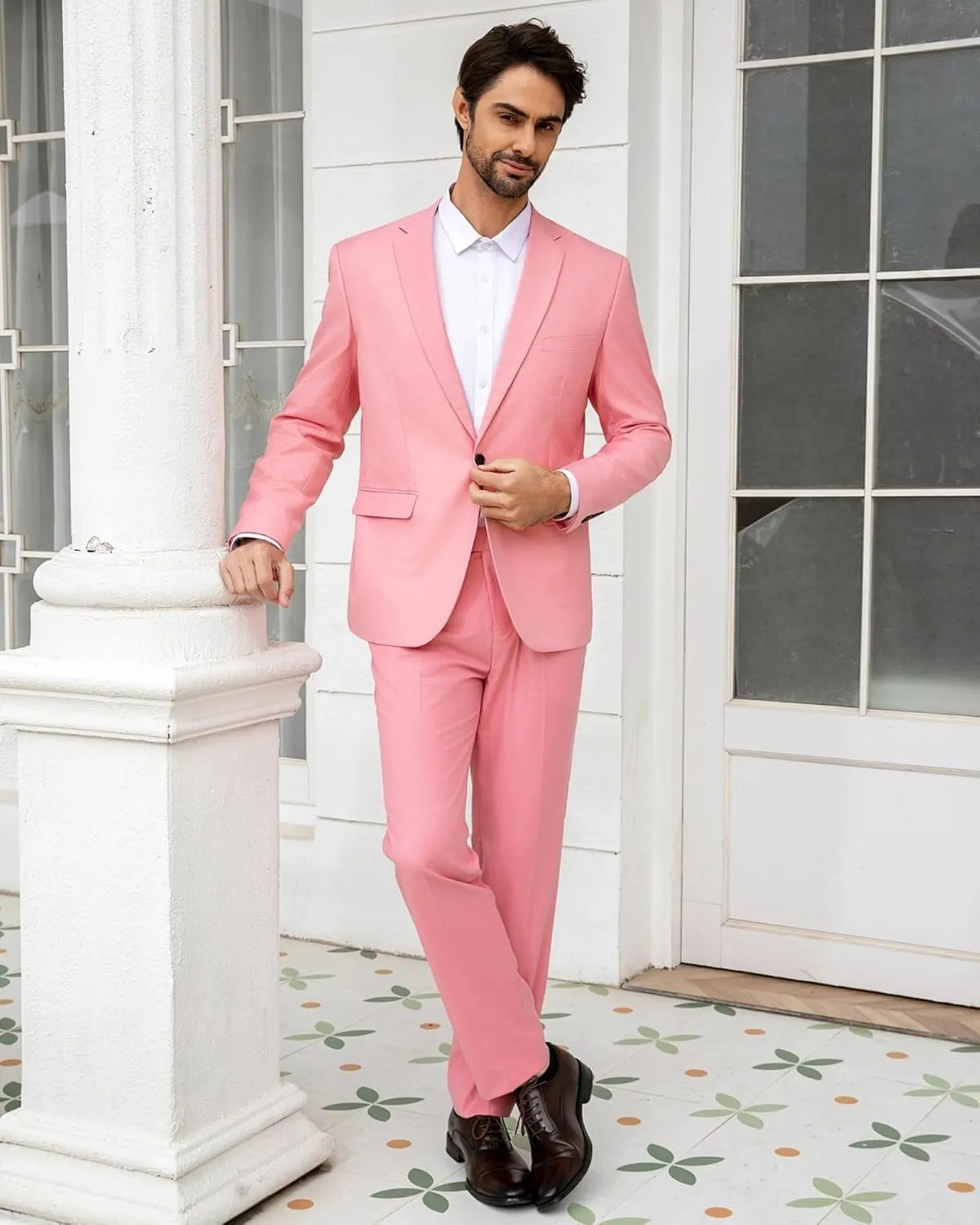 Cloudstyle Men's Suit Single-Breasted One Button Center Vent 2 Pieces Slim Fit Formal Suits