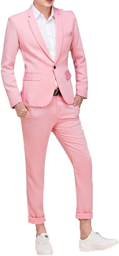 Cloudstyle Men's Suit Single-Breasted One Button Center Vent 2 Pieces Slim Fit Formal Suits