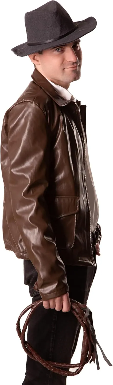 ComfyCamper Faux Leather Jacket Brown  Jungle Explorer Archeologist Lightweight Bomber Racer