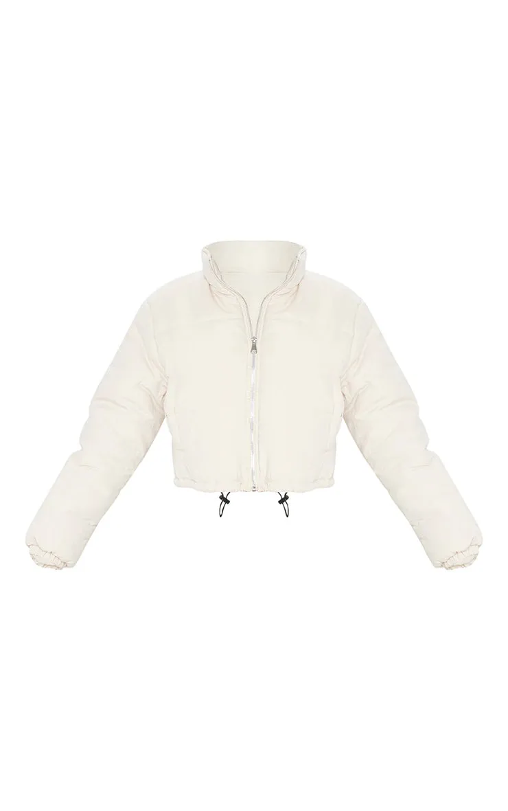 CREAM SUPER CROPPED PEACH SKIN PUFFER