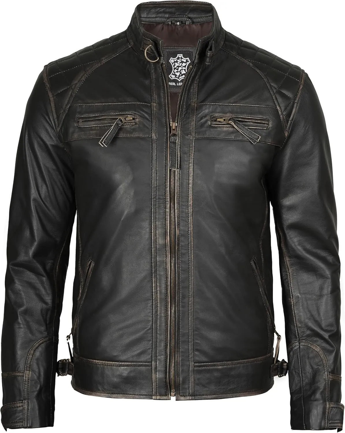 Decrum Leather Jacket Men - Cafe Racer Style Real Lambskin Leather Jackets For Men