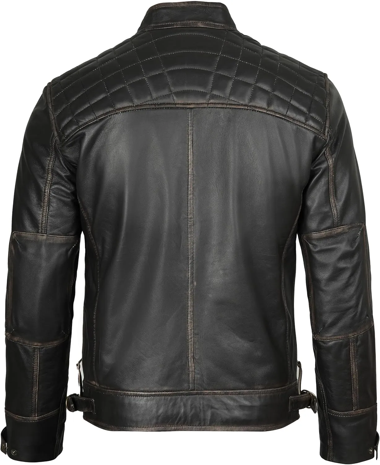 Decrum Leather Jacket Men - Cafe Racer Style Real Lambskin Leather Jackets For Men