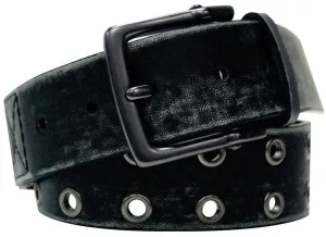 Distressed Black Leather Rivet Belt
