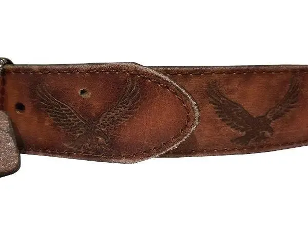Distressed Leather Eagle Belt