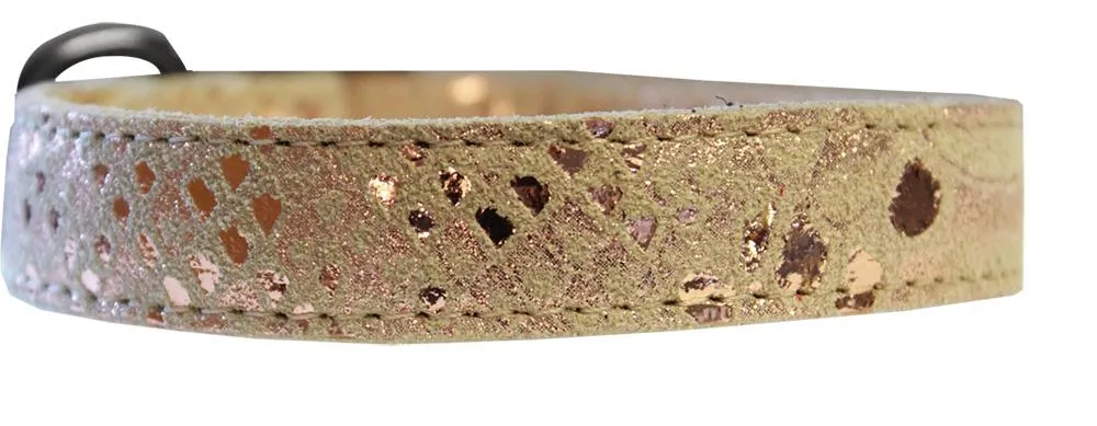 Dragon Skin Genuine Leather Dog Collar Golden Size 18