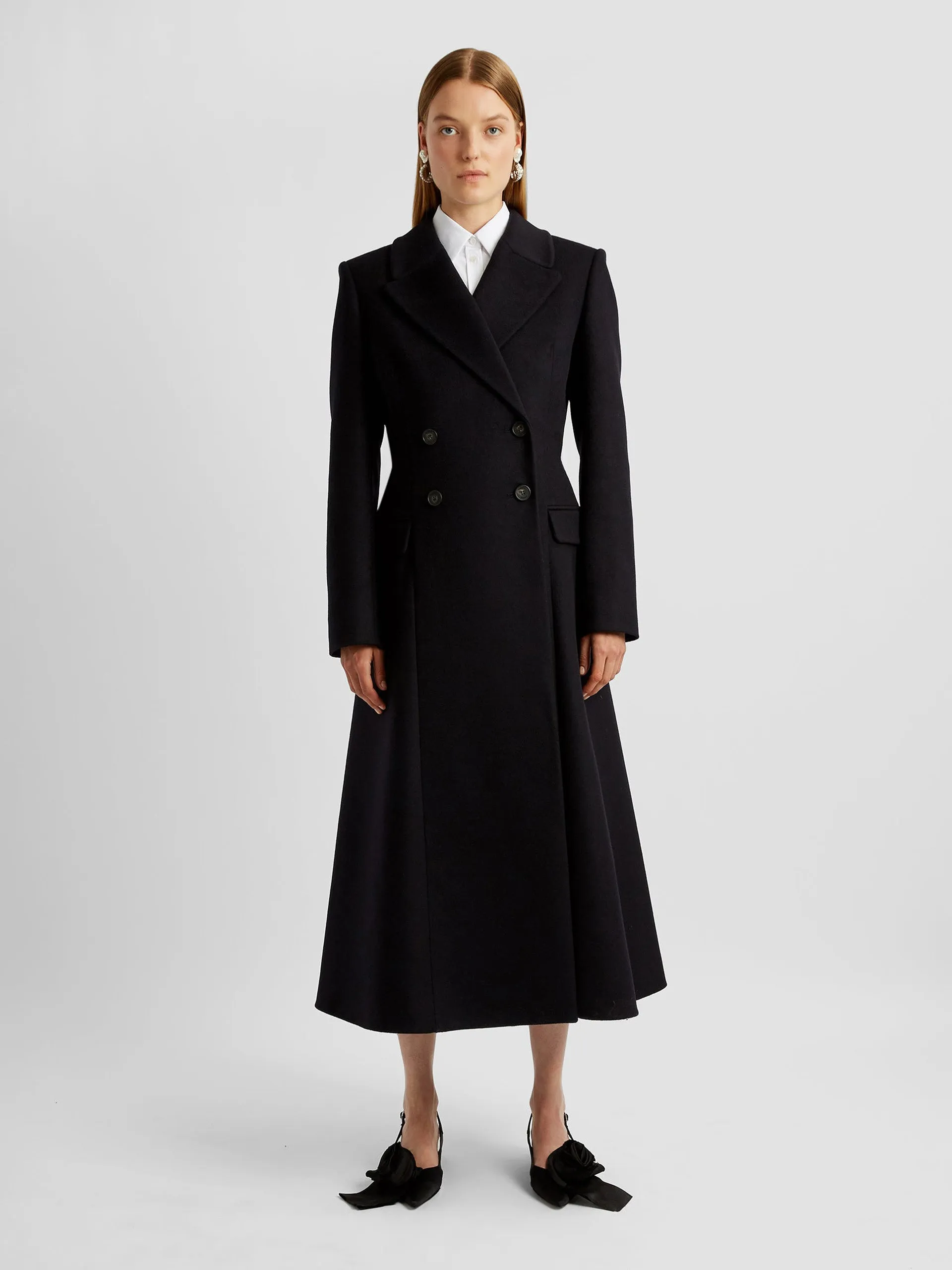 Fit and flare double breasted coat
