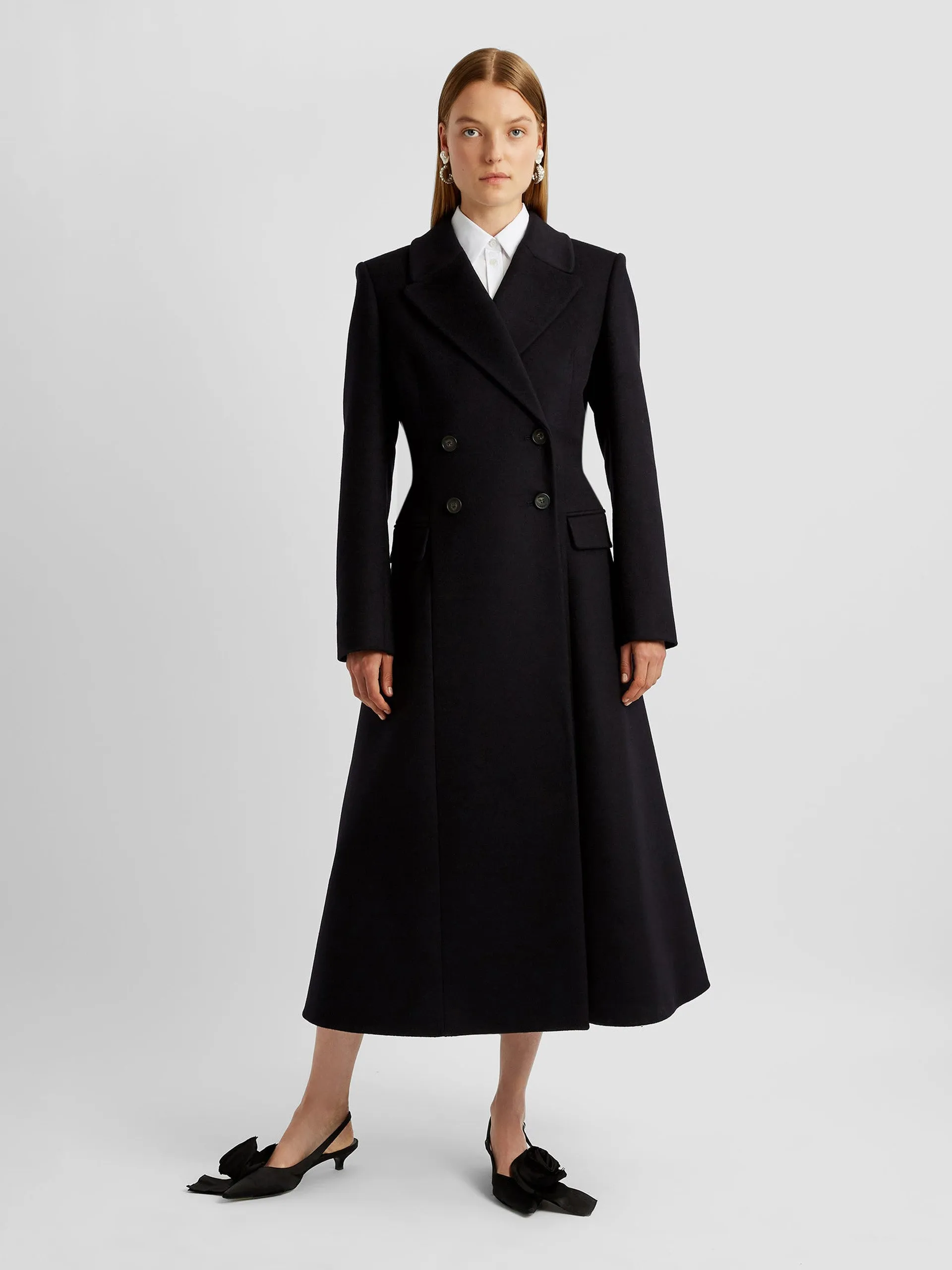 Fit and flare double breasted coat
