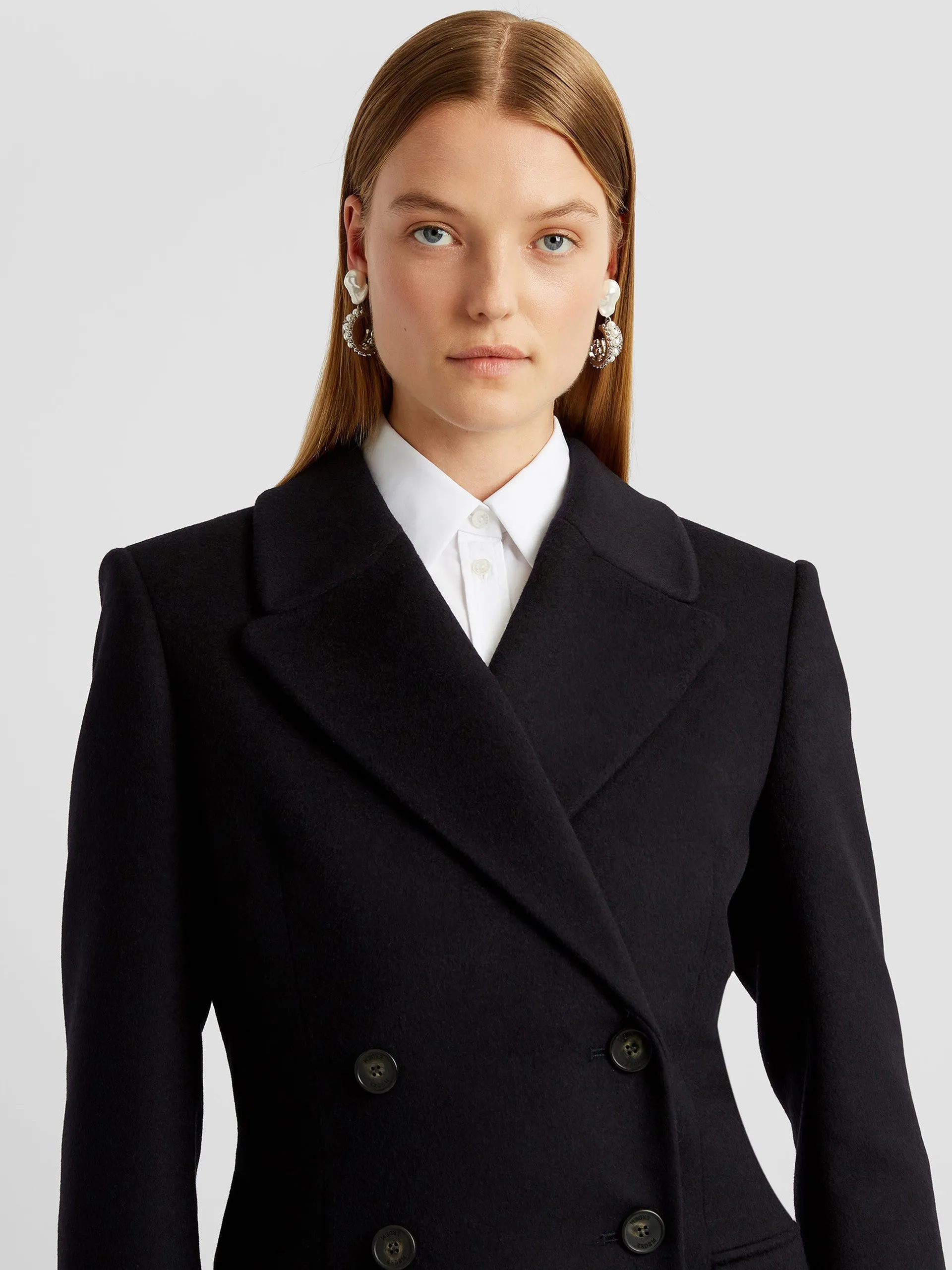 Fit and flare double breasted coat