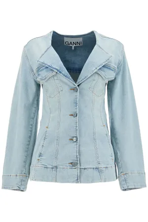 Ganni slim fit denim stretch blazer for a