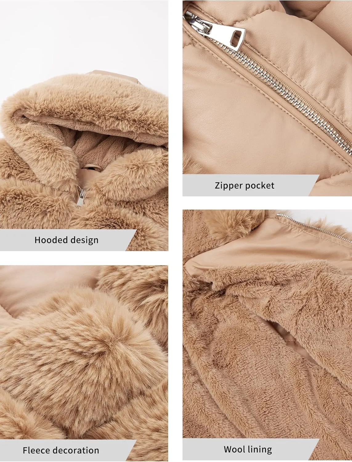 Giolshon Winter Girls Thickened Puffer coat shining Padded jacket Kids Ski Snow Outwear with Faux Fur Collar 7695