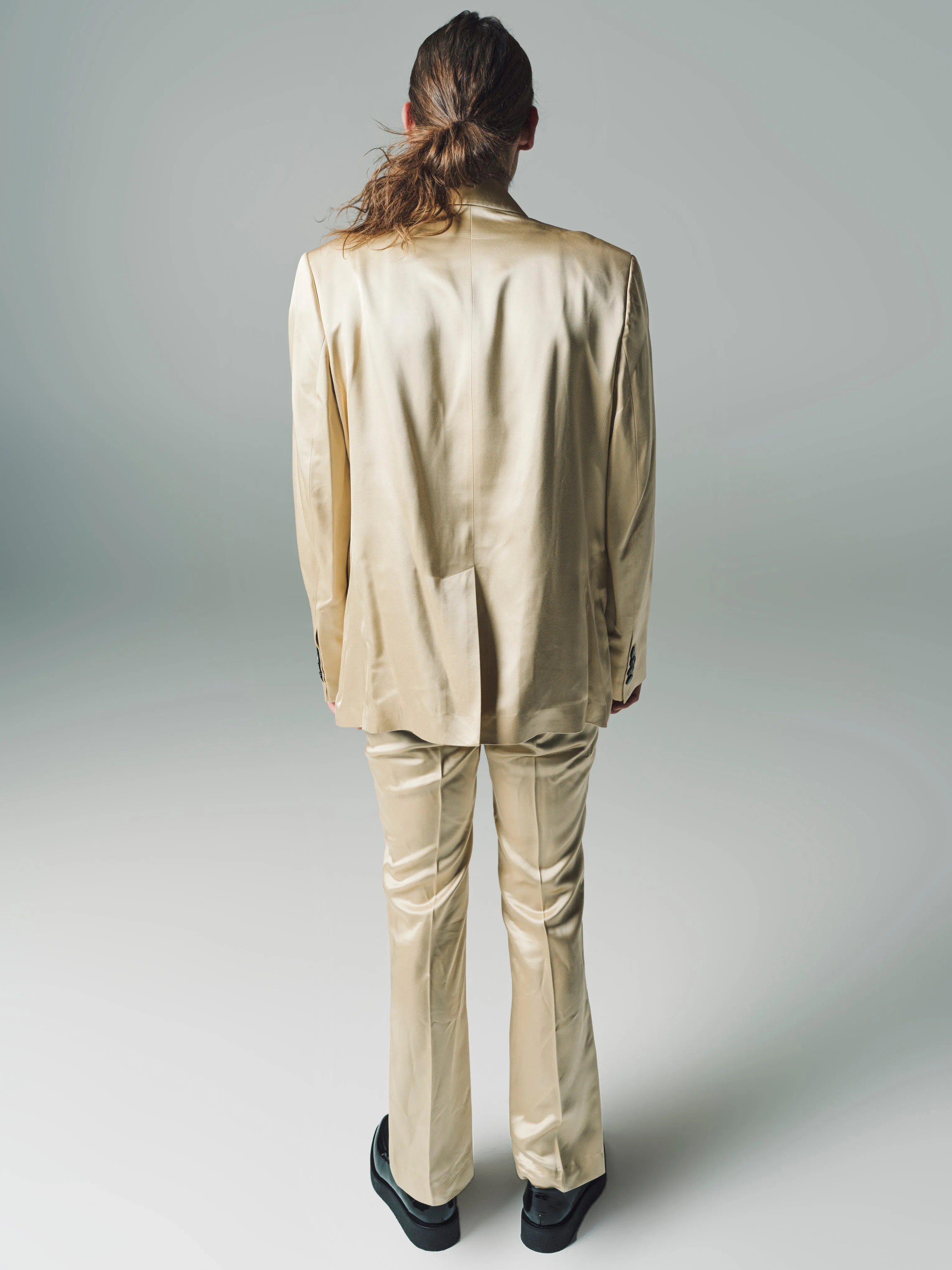 Gold Viscose Six Button Double Breasted Blazer