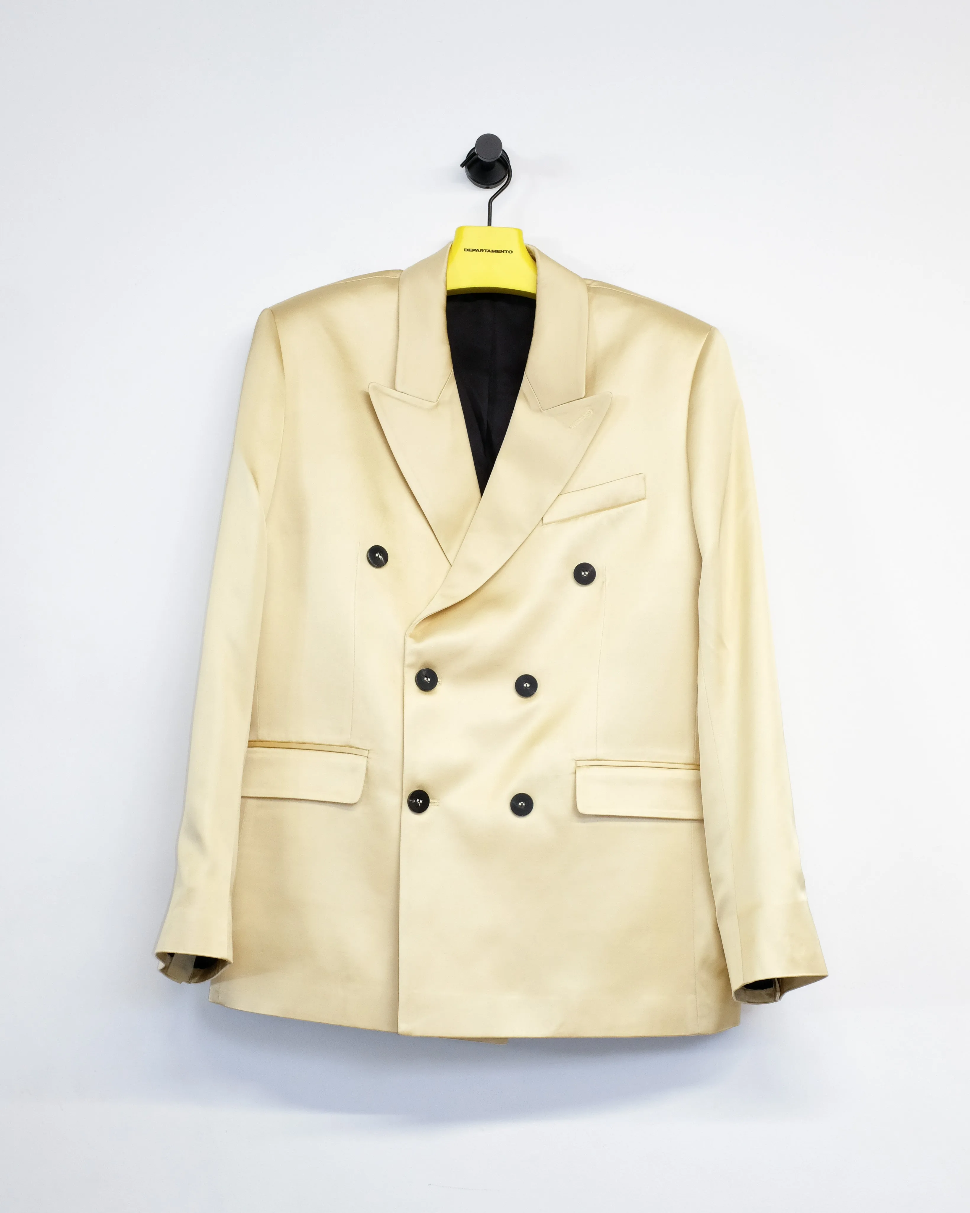 Gold Viscose Six Button Double Breasted Blazer