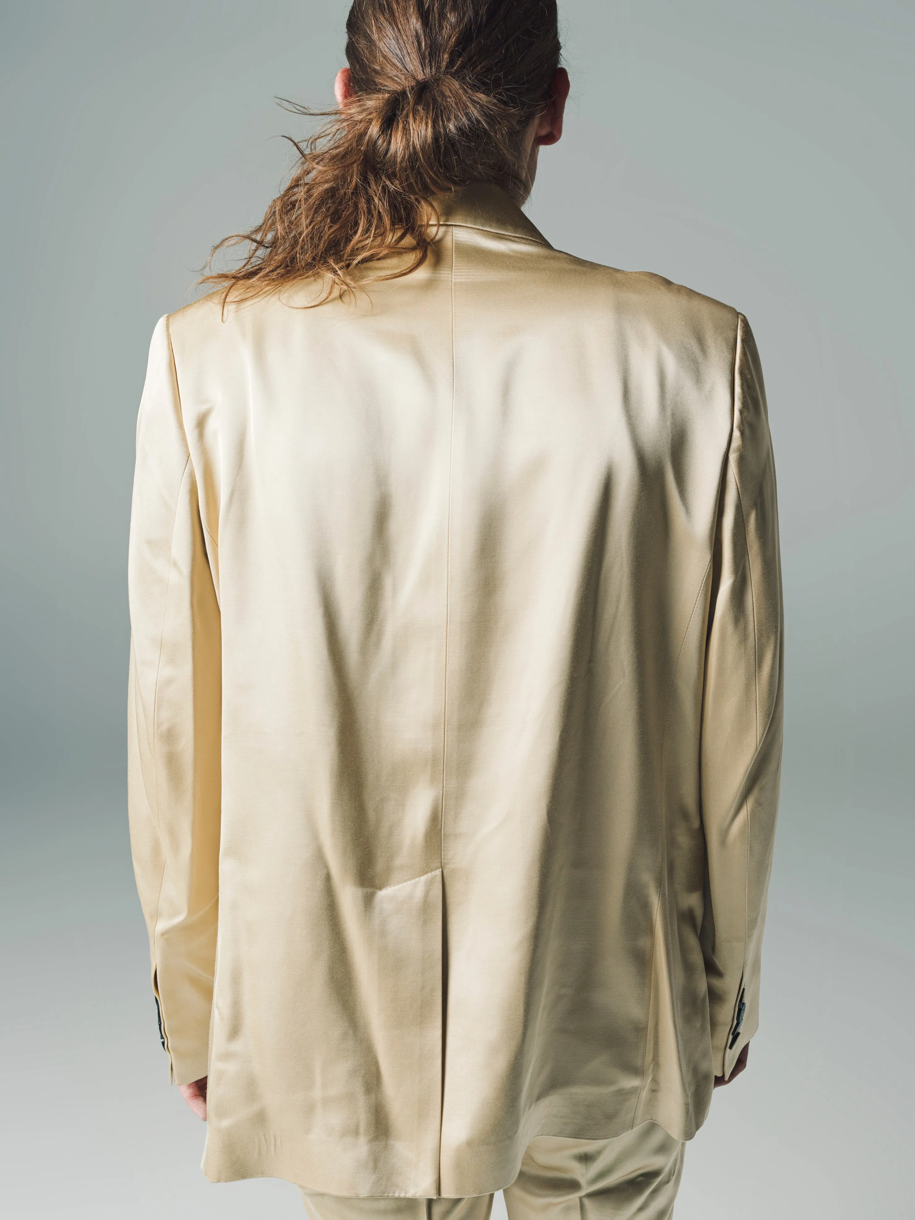 Gold Viscose Six Button Double Breasted Blazer