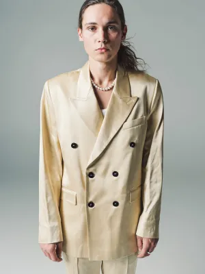 Gold Viscose Six Button Double Breasted Blazer
