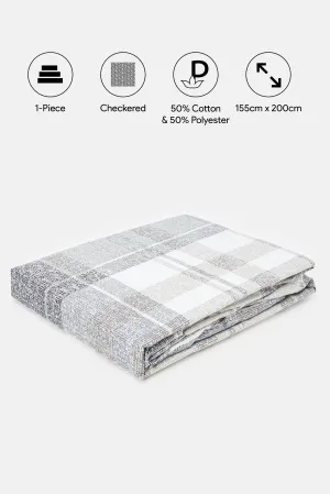 Grey Check Printed Fitted Sheet (Double Size)