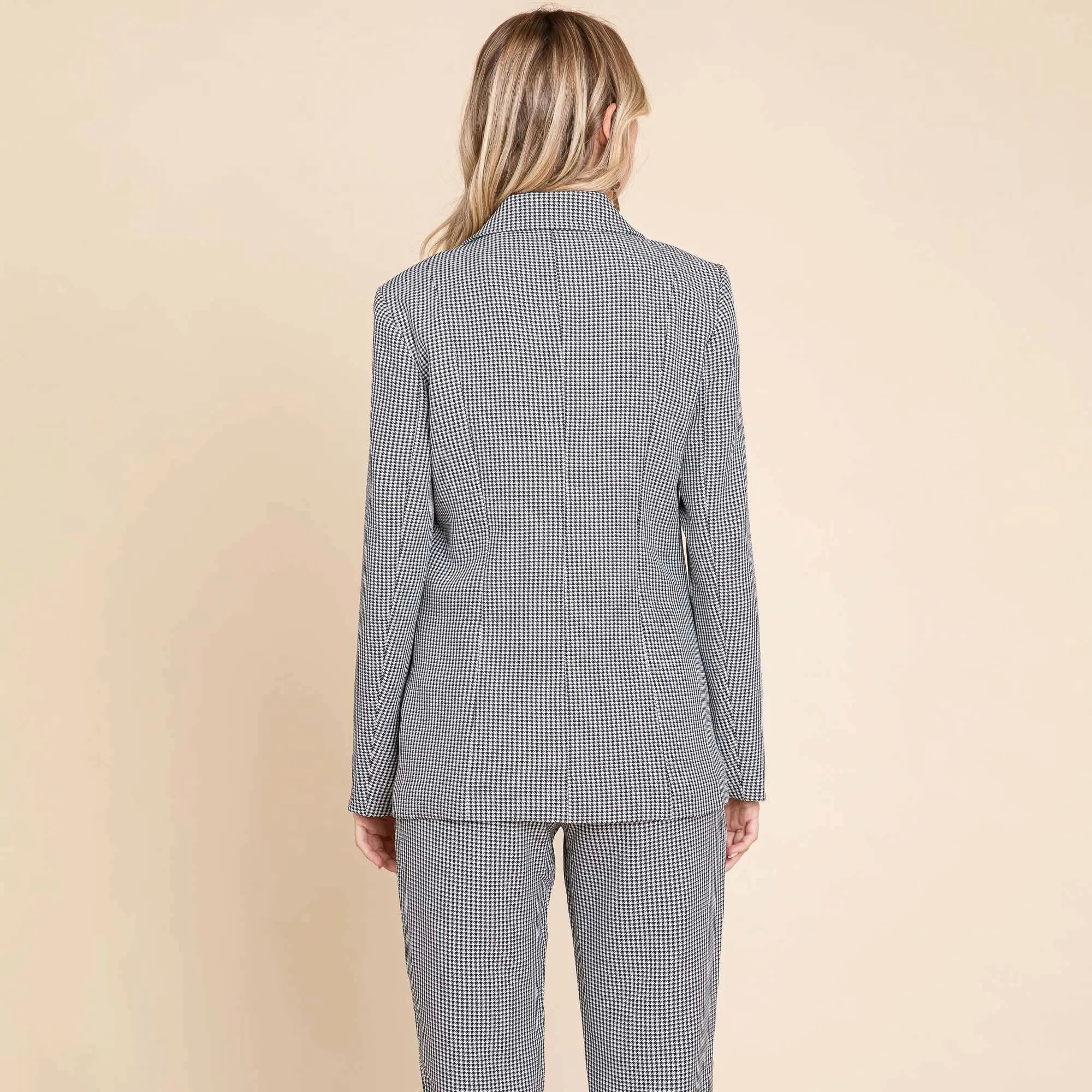 Houndstooth Blazer and High Waisted Pants Set
