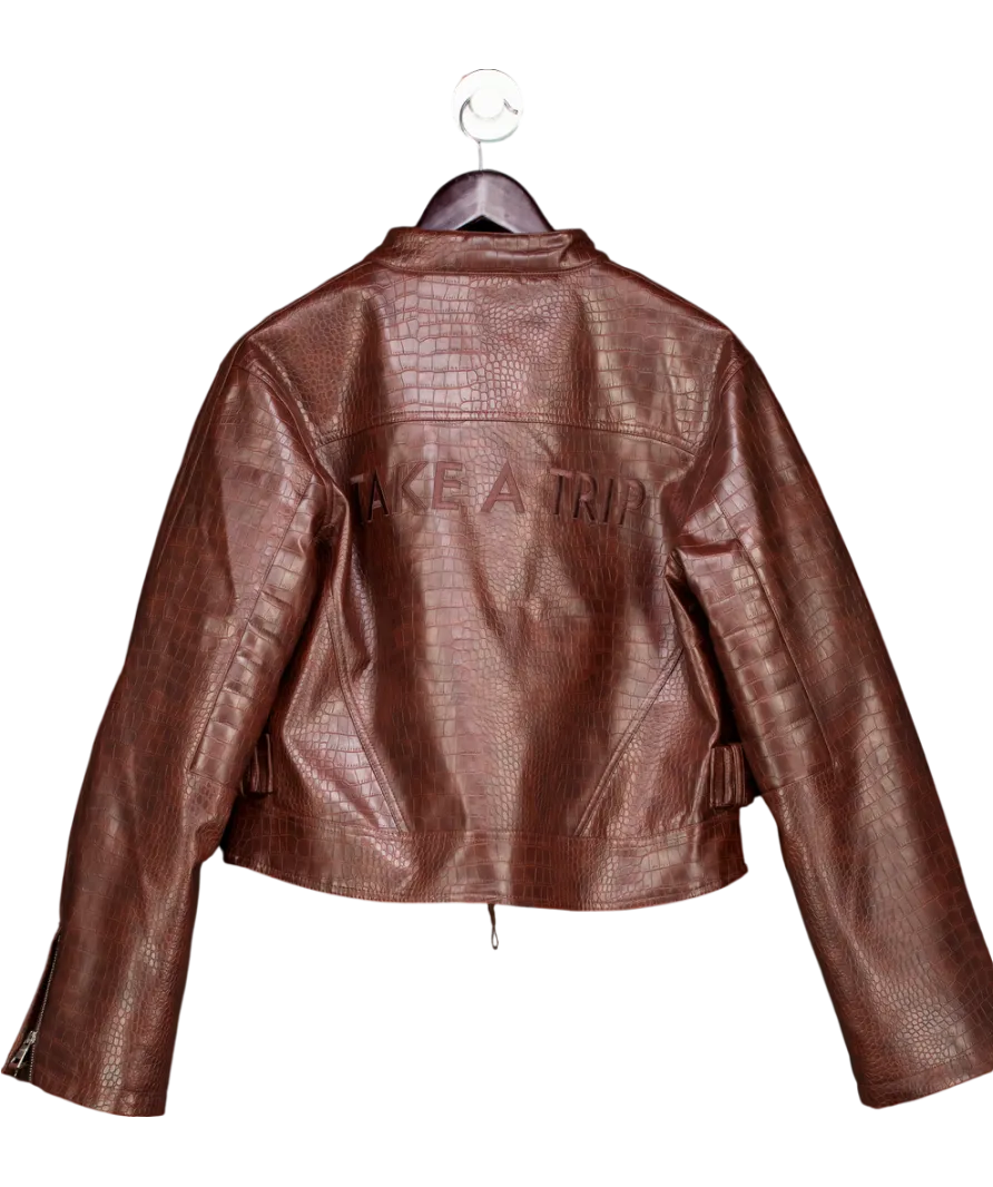 HOUSE OF SUNNY Brown Take A Trip Mini Racer Jacket UK 10