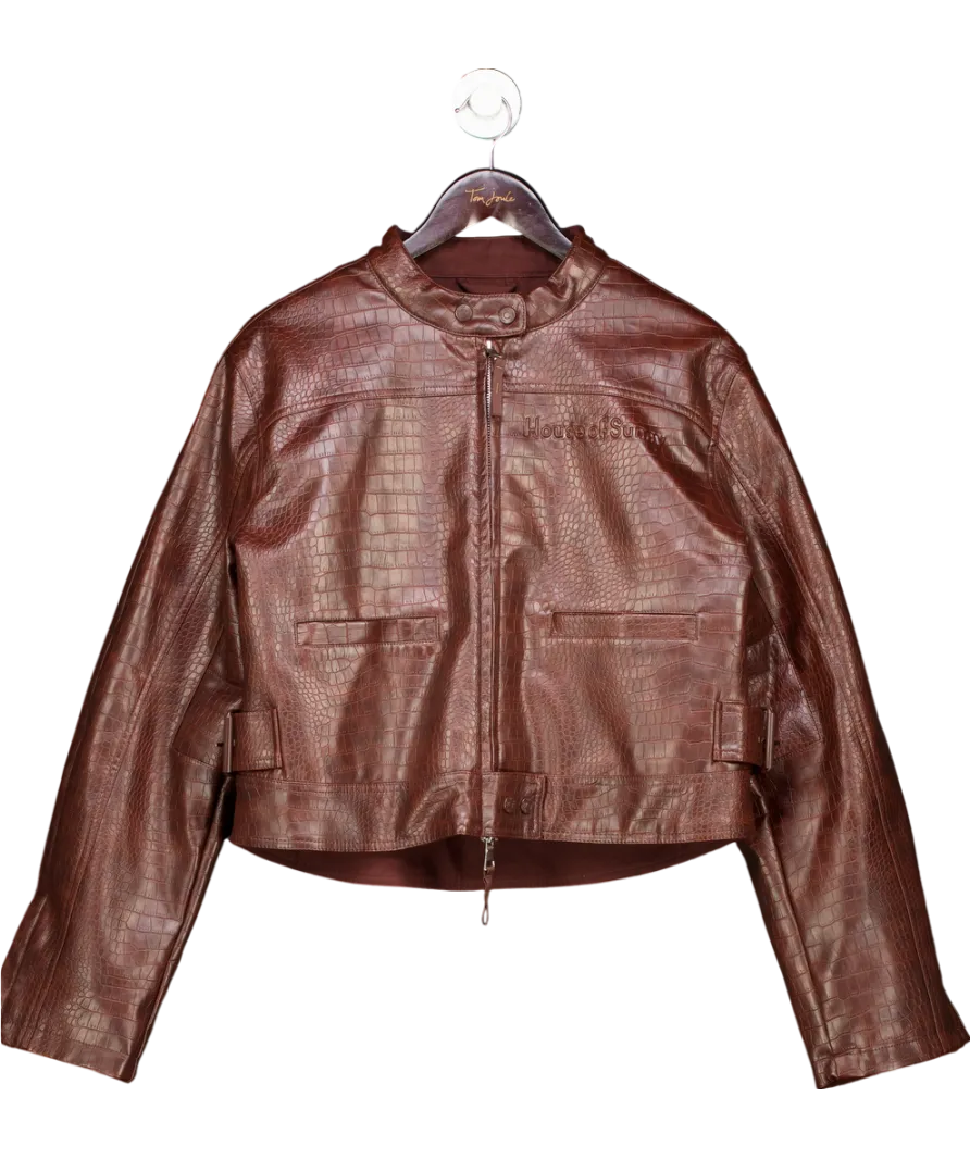 HOUSE OF SUNNY Brown Take A Trip Mini Racer Jacket UK 10