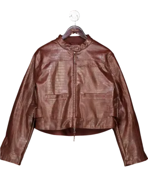 HOUSE OF SUNNY Brown Take A Trip Mini Racer Jacket UK 10