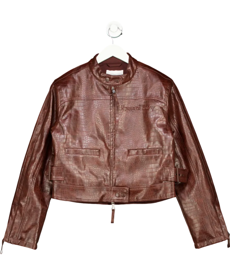 HOUSE OF SUNNY Brown Take A Trip Mini Racer Jacket UK 6