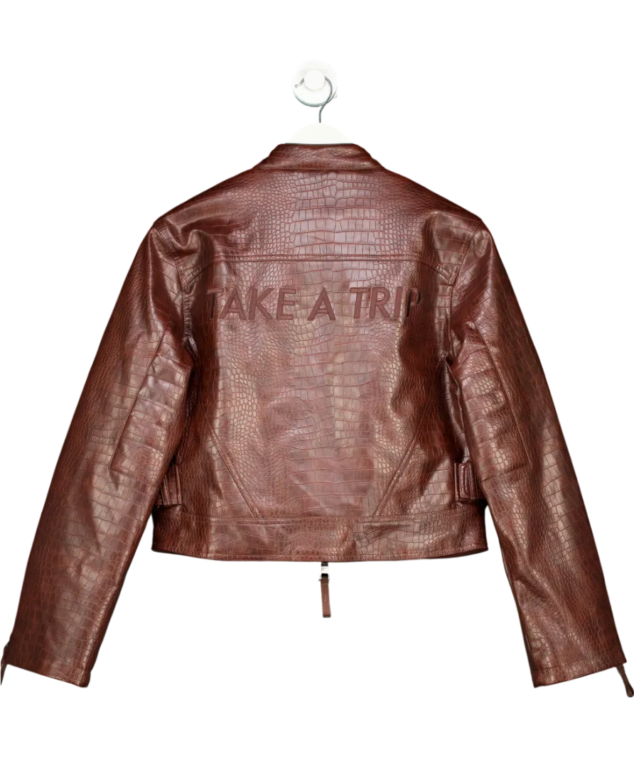 HOUSE OF SUNNY Brown Take A Trip Mini Racer Jacket UK 6