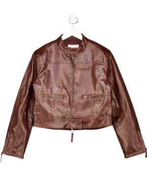 HOUSE OF SUNNY Brown Take A Trip Mini Racer Jacket UK 6