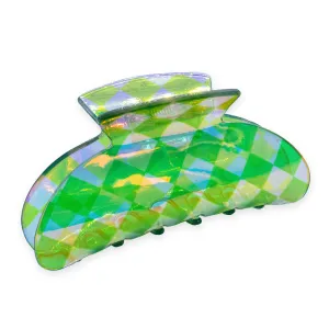 Iridescent Round Checkered Claw Hair Clip