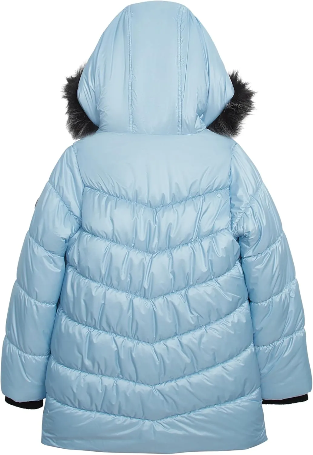 Jessica Simpson Girls' Mid-Length Heavyweight Puffer Jacket with Faux Fur Hood Winter Coat