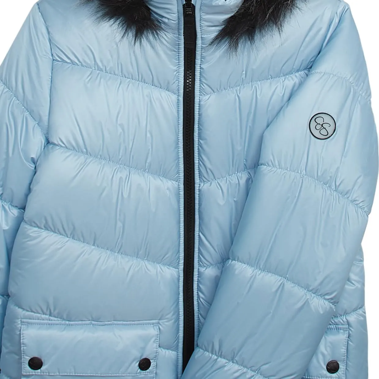 Jessica Simpson Girls' Mid-Length Heavyweight Puffer Jacket with Faux Fur Hood Winter Coat