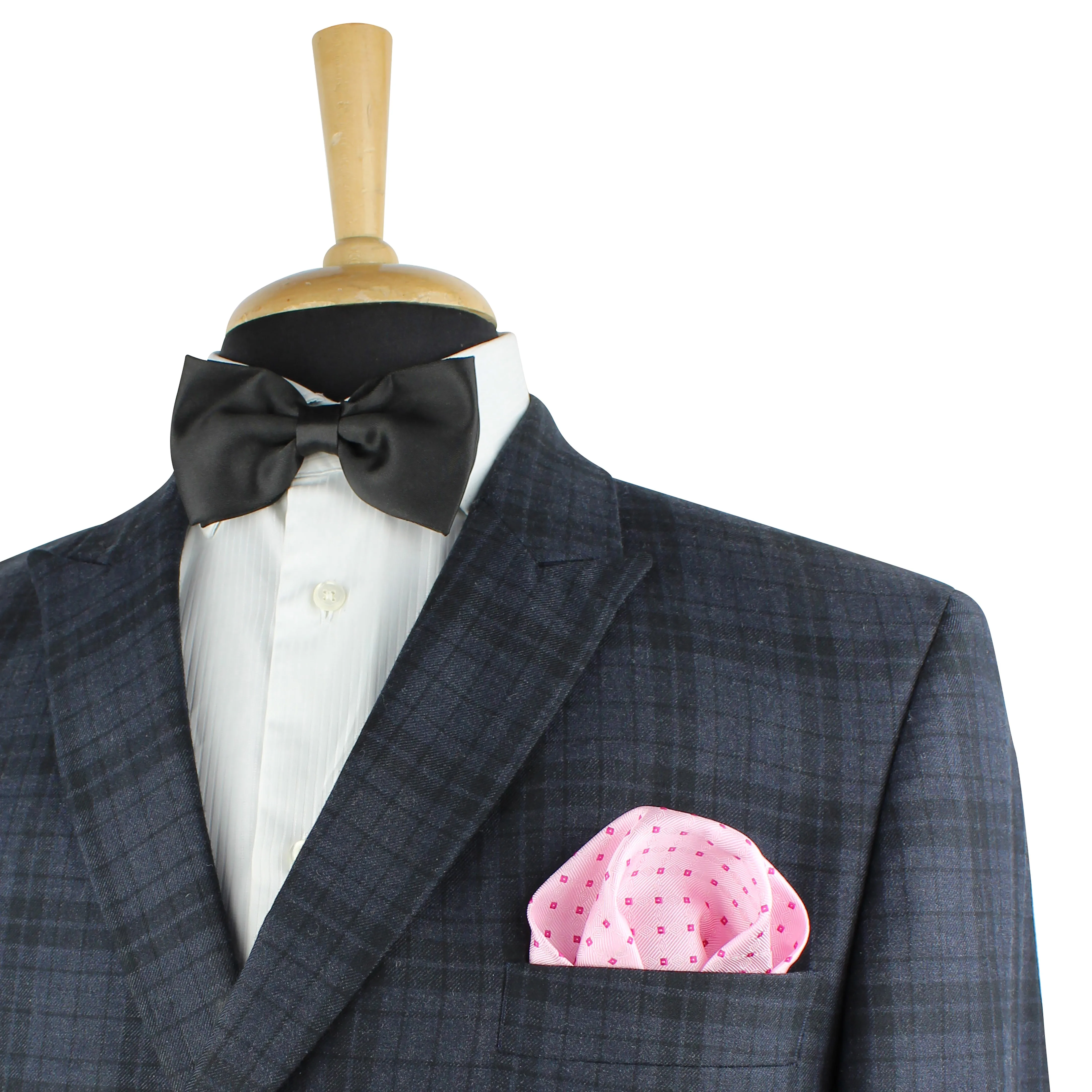 Kovove Elegant Pink Checkered Necktie and Pocket Square Gift Box