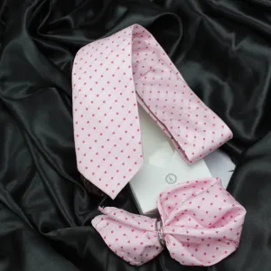 Kovove Elegant Pink Checkered Necktie and Pocket Square Gift Box